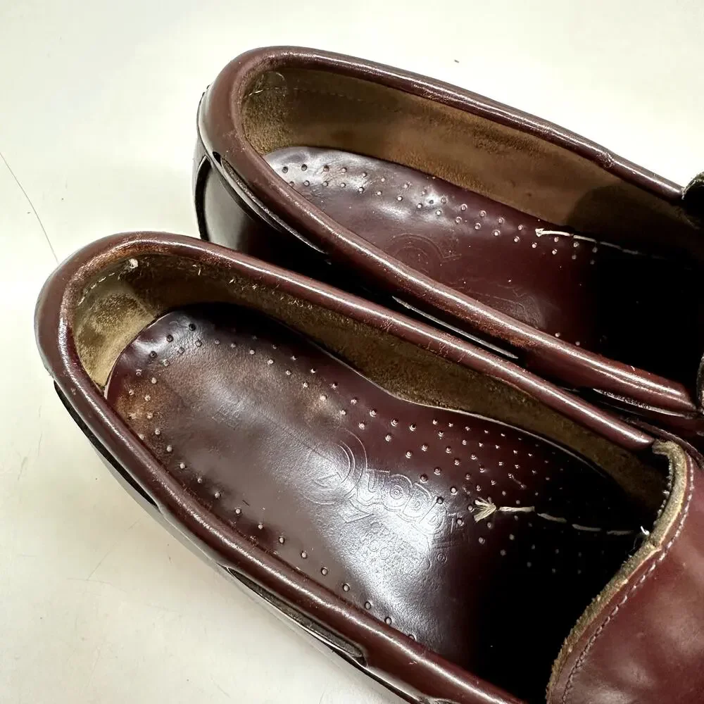 VERY GOOD Quoddy Tassel Loafer Burgundy Leather Vintage Made in USA Men's 9.5